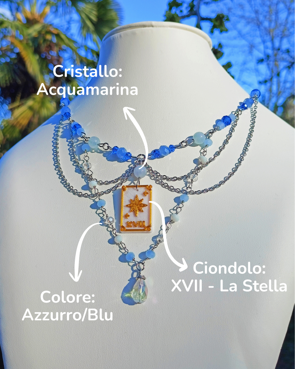Collana Crystal Tarot personalizzata con arcano e cristalli