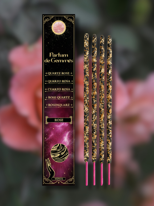 Incenso Smudge Stick Rosa e Quarzo Rosa 20g — Parfum de Gemmes
