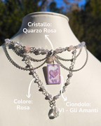 Collana Crystal Tarot personalizzata con arcano e cristalli