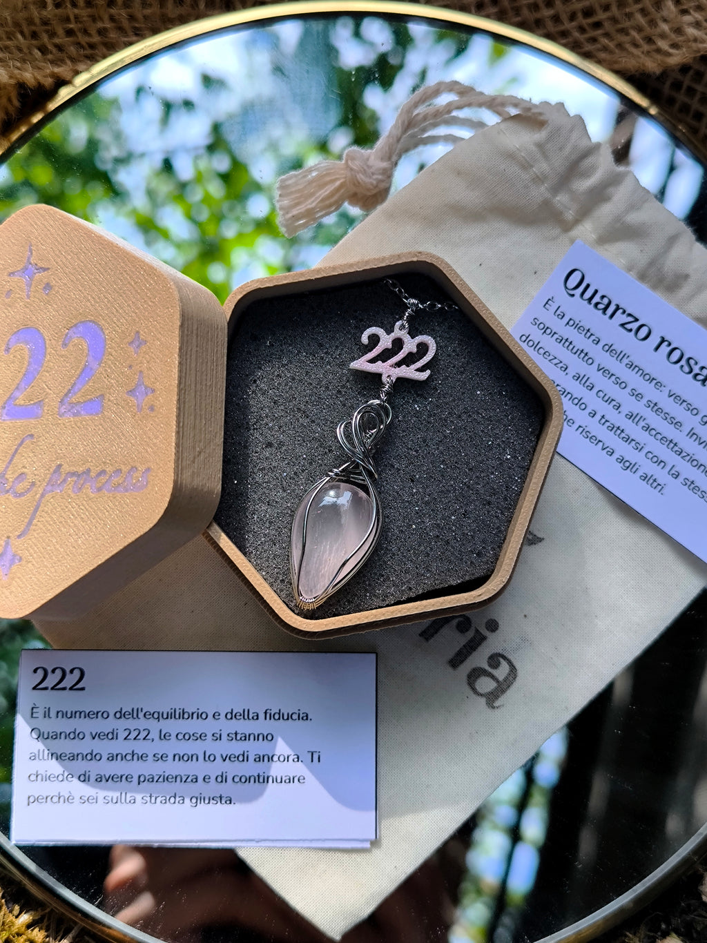 Collana Synchronicity 222 - quarzo rosa